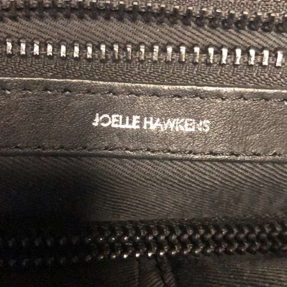 JOELLE HAWKINS large black genuine leather shoulder handbag. Silver hardware. - Picture 2 of 14